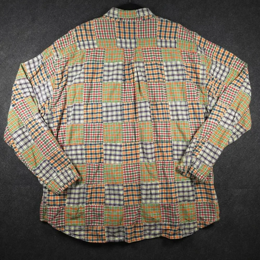 Vintage J. Crew Oarsman Shirt Masc Size XL Madras Plaid 100% Cotton